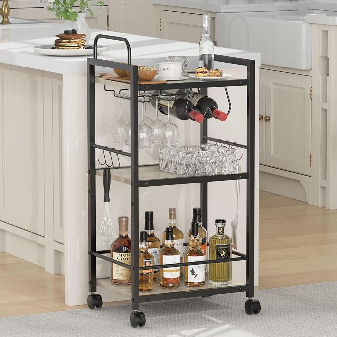 Bar Cart for The Home, 3 Tier Kitchen Carts - Image 3