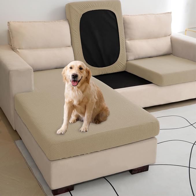 Water Repellent L Shaped Couch Covers 4 Pieces Sofa Seat Cushion Slipcovers - Image 5