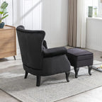 Accent Chairs with Ottoman Set of 2 Velvet Wingback Club Chair Upholstered - Image 5
