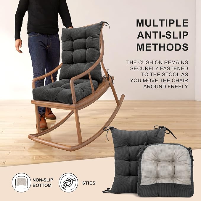 Lokex Rocking Chair Cushion Only, Tufted Non-Slip Comfortable Rocking Chair - Image 6