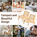 Welnow 2-Pcs Mid Century Rattan Accent Chair, Bamboo Wood Lounge Chair - Image 7