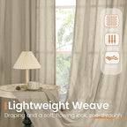 BGment Camel Linen Curtains 48 Inches Long - Image 5