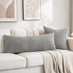 Fancy Homi Set of 2 Grey Boho Long Lumbar Body Decorative Throw Pillow Cover - Image 5
