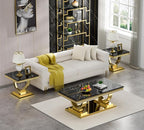Henf Marble End Table Modern Black Faux Marble Sofa Side Table - Image 5