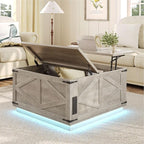 Jocoevol Farmhouse Lift Top Coffee Table, Square Wood Center Table - Image 5