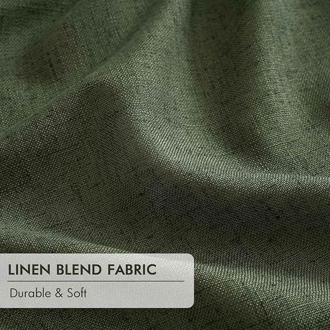 MIULEE Olive Green Pinch Pleated 100% Blackout Linen Curtains 40x84 Inches | - Image 6