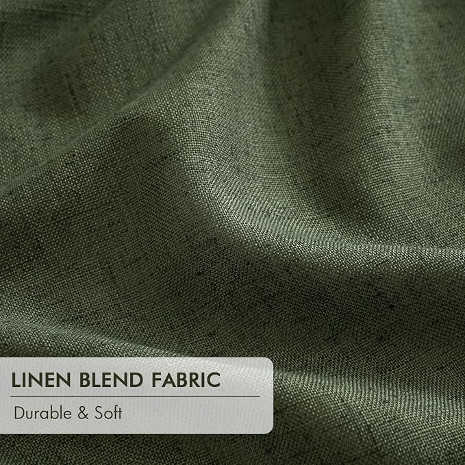 MIULEE Olive Green Pinch Pleated 100% Blackout Linen Curtains 40x96 Inches | - Image 6