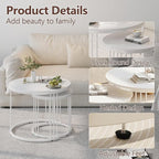 Garden 4 you Nesting Coffee Table, 23.6" Round Coffee Table Set of 2, Wooden - Image 6