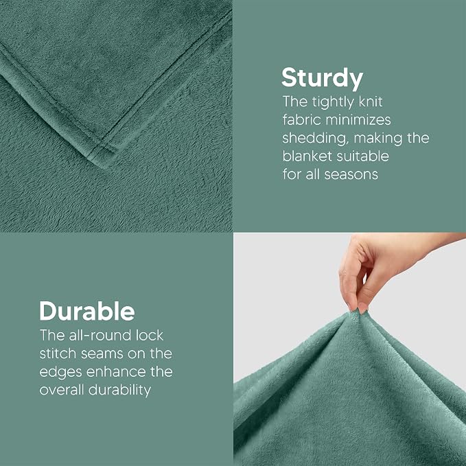 Utopia Bedding Soft Fleece Bed Blanket Queen Size Celadon | Microfiber Plush - Image 7