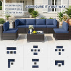 CHABATREE 7pcs Outdoor Patio Furniture Sets, Rattan Conversation Sectional Set - Image 6