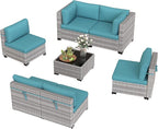 6-Seat Modular Patio Furniture Set – Outdoor Wicker Sectional Sofa - Image 9