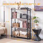 HCHQHS Bookshelf, 4-Tier Industrial Bookcase, Rustic Open Book Shelf, - Image 3