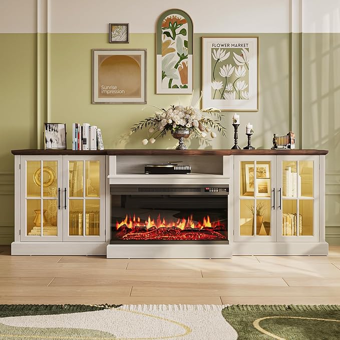 98" Farmhouse TV Stand with 36" Fireplace - Image 2