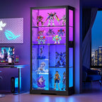 Gurexl Display Cabinet with Motion Sensor LED Lights, Glass Curio Cabinet with - Image 3