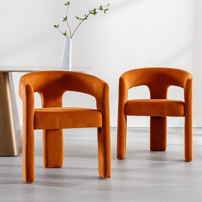 RIVOVA Modern Barrel Dining Chairs Set of 5, Velvet Upholstered Accent Side - Image 7