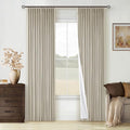 Oatmeal Beige Pinch Pleated 100% Black Out Linen Curtains 84 Inch Length | Room by Twodrapes