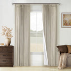 Oatmeal Pinch Pleated Full Blackout Curtains Linen Blend 80 Inches Long | Room - Image 9