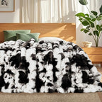 Cow Print Blanket for Couch, Faux Fur Throw Blanket, Super Heavy Warm Cozy - Image 4