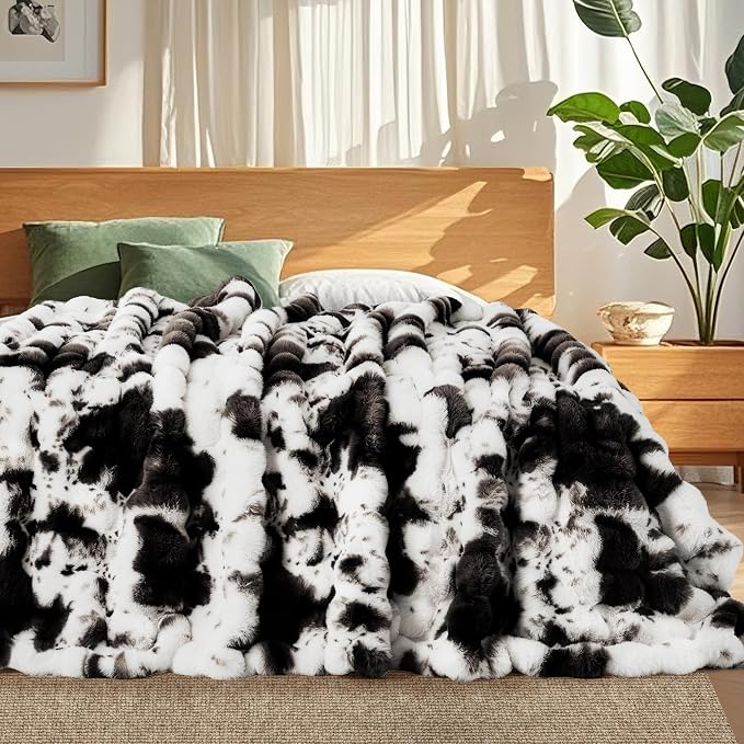Cow Print Blanket for Couch, Faux Fur Throw Blanket, Super Heavy Warm Cozy - Image 4