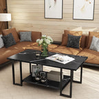 AWQM Marble Coffee Table, Faux Marble Top Rectangular Coffee Table - Image 3