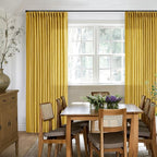 Mustard Yellow Pleated Semi Sheer Linen Curtains 102 Inches Long 2 Panel | - Image 8