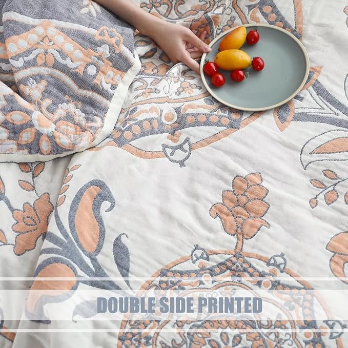 LUTBM Boho Throw Blanket for Bed 100% Cotton Ultra Soft Rustic Quilt Summer - Image 6