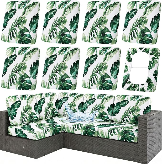 Waterproof Outdoor Cushion Covers, Stretch Patio Slipcovers | UV Resistant by hyha