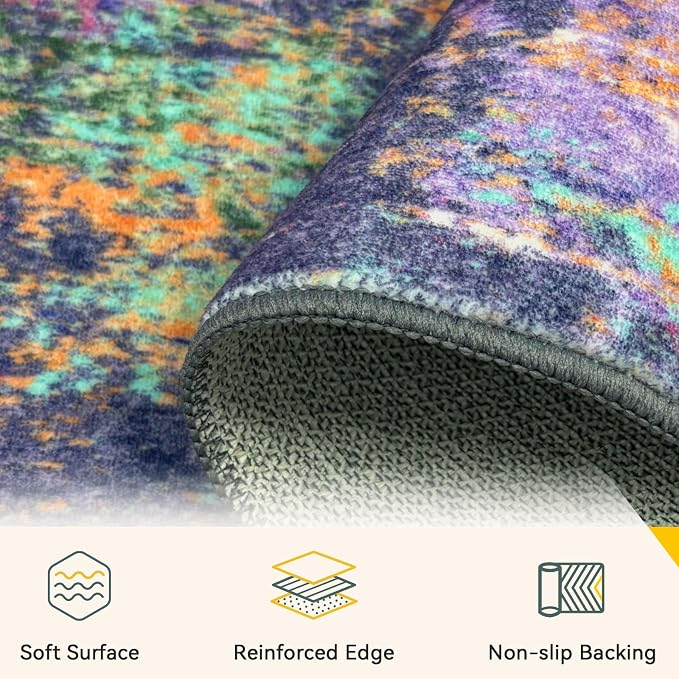 RELEANY Washable 8'x10' Abstract Area Rug - Image 4