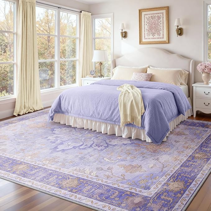 RELEANY Area Rugs 10'x12' Washable Non-Slip, Floral Vintage Distress Print - Image 2