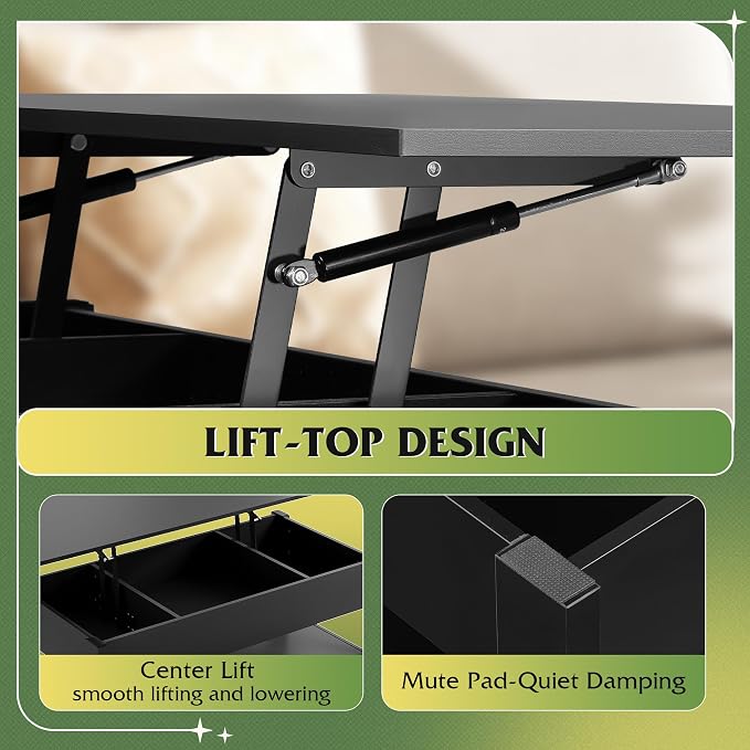 WLIVE Coffee Table, Lift Top Coffee Table - Image 7