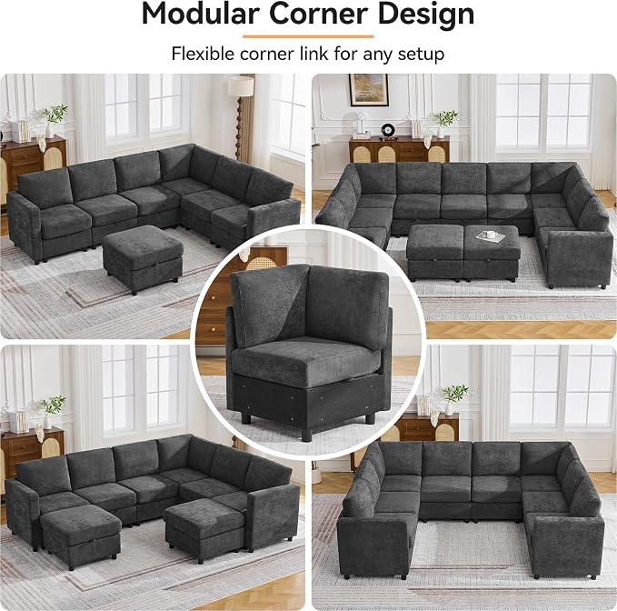 127'' Oversized U Shaped Modular Sofa, Sectional Couches - Image 6