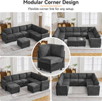 127'' Oversized U Shaped Modular Sofa, Sectional Couches - Image 6