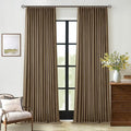 Dutch Cocoa Blackout Linen Curtains 108 Inches Long Pinch Pleated | 100% Black by Twodrapes