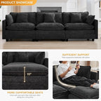 111'' Sectional Cloud Deep Seat Couch, Modern Comfy Chenille Modular Sectional - Image 3