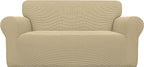 Easy-Going Stretch Loveseat Couch Covers Washable Beige | 1-Piece Loveseat by Easy-Going