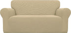 Easy-Going Stretch Oversized Loveseat Couch Covers Washable Beige | 1-Piece by Easy-Going