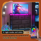WLIVE Led Dresser for Bedroom, Wide Chest of Drawers for Hallway, 8 Fabric - Image 6