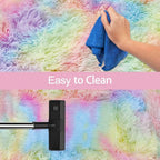 Fluffy Rainbow Rug for Girls Bedroom 2x8 Feet Kawaii Tie Dye Area Rug Colorful - Image 7