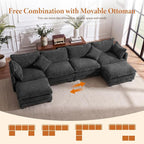 Vesgantti 143" U Shaped Sectional Modular Couch, Comfy Corduroy Upholstered - Image 7