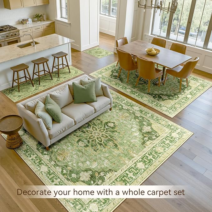 RELEANY Washable Area Rug, Water Repellent, Pet Friendly, Vintage Floral Boho - Image 7
