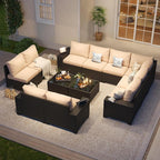 Aoxun Patio Furniture Set, Widen Armrests Wicker Outdoor Sectional - Image 2