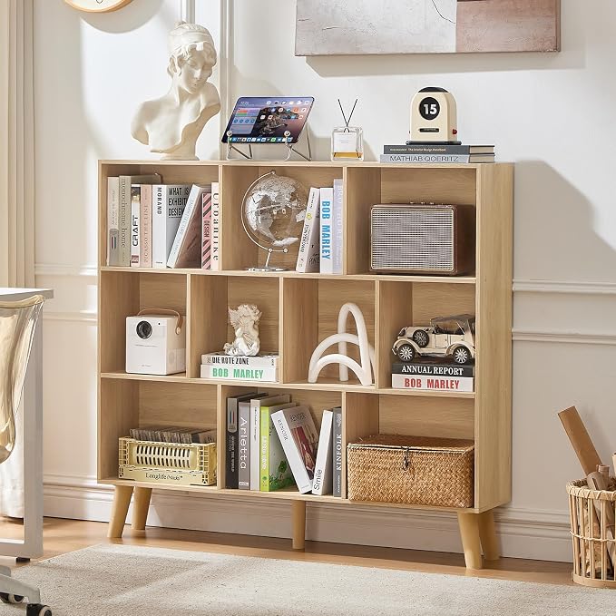 LEYAOYAO 10 Cube Bookshelf, 3 Tier Modern Wide Bookcase - Image 3