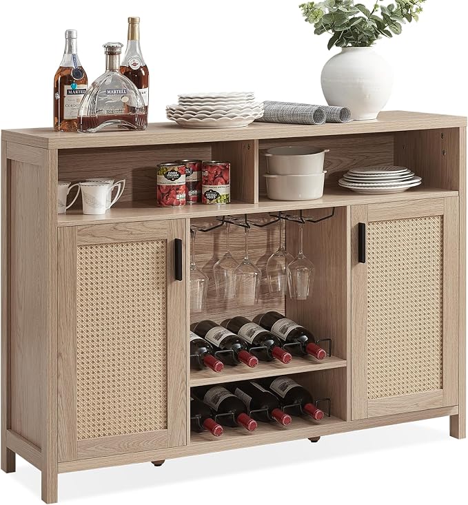 Alaxgumrol Coffee Bar Cabinet, Rattan Buffet Sideboard Cabinets by Alaxgumrol