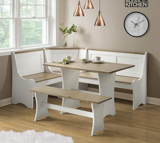 Linon Home Decor Products Sadie Antique White Kitchen Nook - Image 3