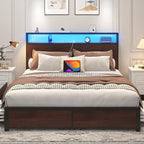 Lifezone Queen Bed Frame with 2-Tier Storage Headboard, Metal Platform Bed - Image 3