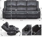 Yolsali 3-Seater Recliner Sofa, Manual Reclining Couch - Image 2