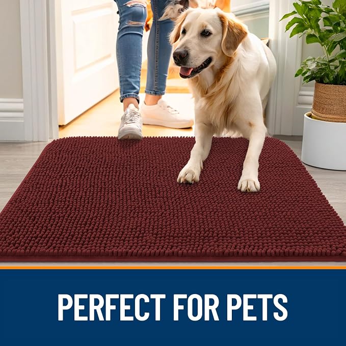 OLANLY Dog Door Mat for Muddy Paws 40x24, Super Absorbent Chenille Mud Mat | - Image 6