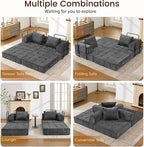 Korser Folding Convertible Sofa Bed, Corduroy Upholstered Boneless Couch - Image 4