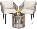 Kromax 3 Pieces Patio Rattan Bistro Conversation Set, Outdoor All-Weather by KROMAX
