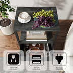 TUTOTAK End Table with Charging Station, Side Table with 2 USB Ports and Outlets - Image 5